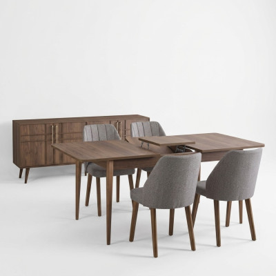 Moderne complete eetkamerset eetkamer eettafel set 7-delig eetkamer bruin hout