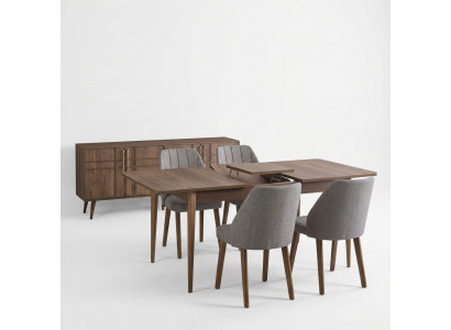 Moderne complete eetkamerset eetkamer eettafel set 7-delig eetkamer bruin hout
