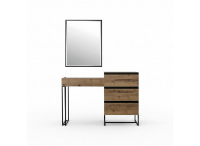 Toilettafel Kaptafel Console-tafel Ladekast Spiegel Set 2-delige Bruin