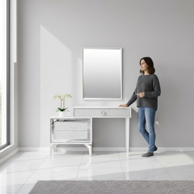 Console tafel kaptafel dressoir spiegel set 2-delig wit