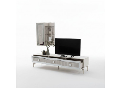 Laag TV-meubel kast RTV woonkamer wit houten planken
