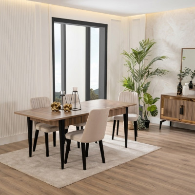 Eetkamerset Eetkamer Eettafel Set 7-delig Eetkamer Bruin Hout