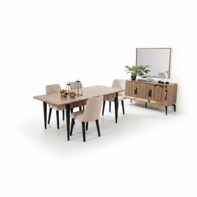 Eetkamerset Eetkamer Eettafel Set 7-delig Eetkamer Bruin Hout