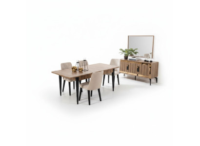 Eetkamerset Eetkamer Eettafel Set 7-delig Eetkamer Bruin Hout