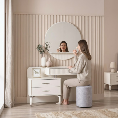 Modern console make-up table dressing table set 3-piece white