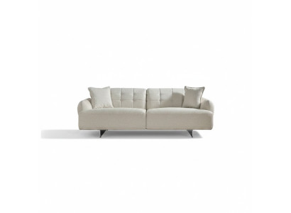 Bankstel Driepersoons, 3-zits gestoffeerde bank van polyester stof, modern wit.