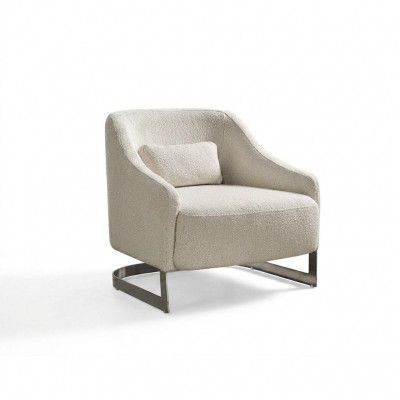 Moderne fauteuils, oorfauteuils, zits polyester witte stof woonkamer.