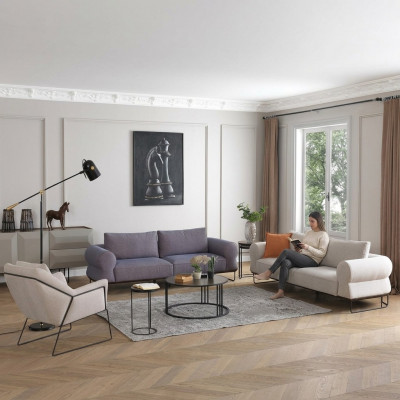Luxe complete gestoffeerde bankstel bankstel bankstel wit stoffen bankstel