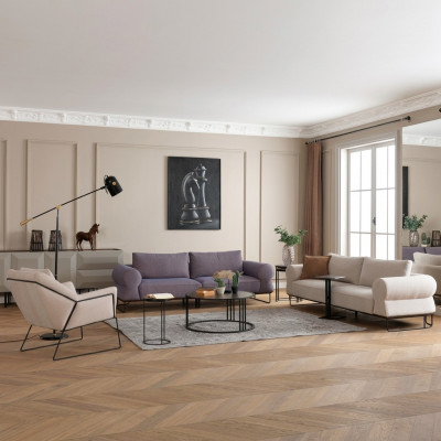 Luxe complete gestoffeerde bankstel bankstel bankstel wit stoffen bankstel