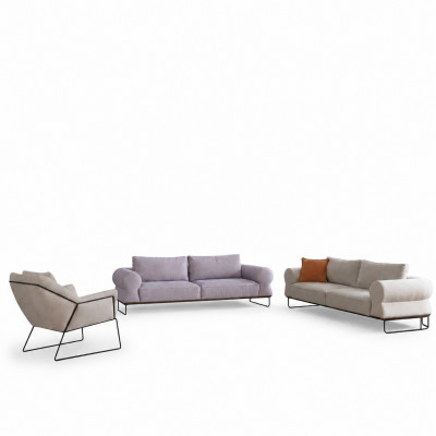 Luxe complete gestoffeerde bankstel bankstel bankstel wit stoffen bankstel