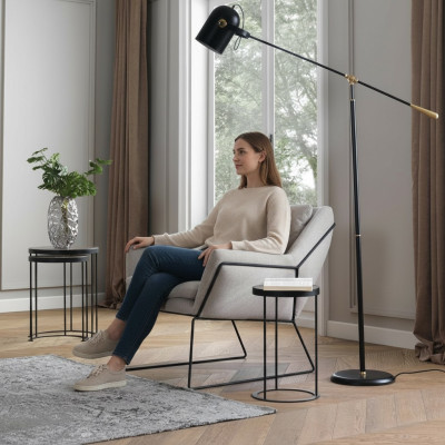 Fauteuil eenzitter stof oorfauteuil zits polyester grijs woonkamer