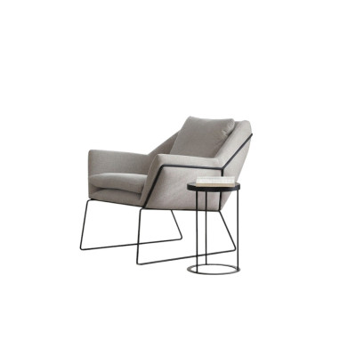 Fauteuil eenzitter stof oorfauteuil zits polyester grijs woonkamer