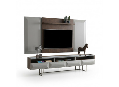 Groep RTV lage tv-standaard sideboard paneel 2-delig hout bruin rek