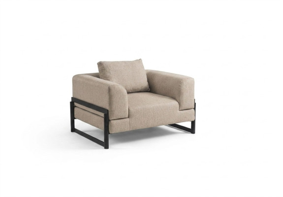 Fauteuil éénzitter stof oorfauteuil zitter polyester grijs nieuw woonkamer.