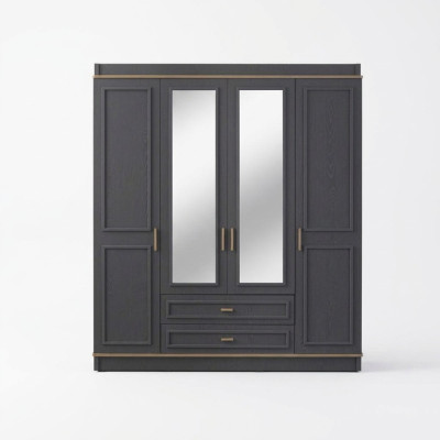 Kledingkast kinderkast kast hout spiegel grijs houten kast