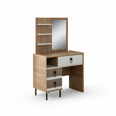Kaptafelset met spiegel houten slaapkamer bruine console-set