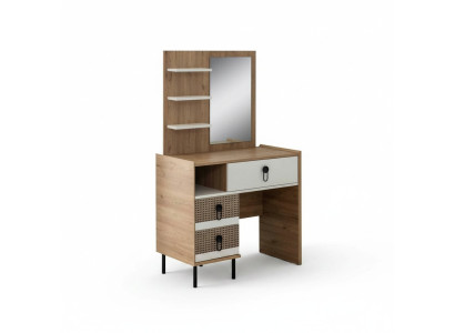 Kaptafelset met spiegel houten slaapkamer bruine console-set