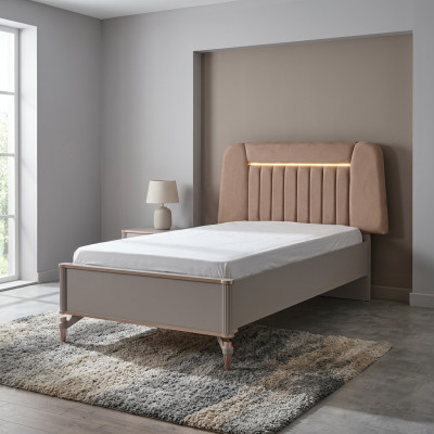 Kinderbed Bedframe Bed Kinderkamer Bedframes Roze Stof LED