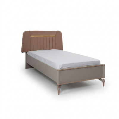 Kinderbed Bedframe Bed Kinderkamer Bedframes Roze Stof LED