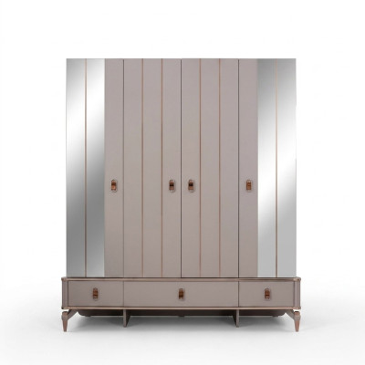 Kledingkast kinderkast houten kast kast hout beige spiegel.