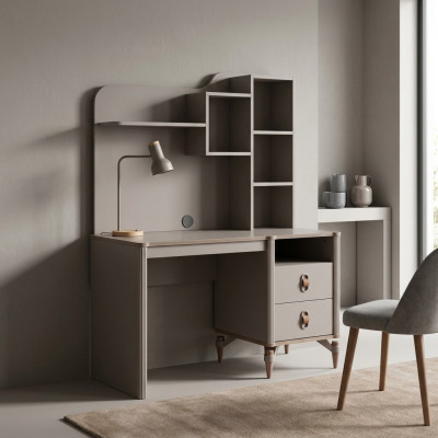 Schrijftafel Kantoorbureau Computertafel Beige Kantoor meubilair Hout Tafel Planken