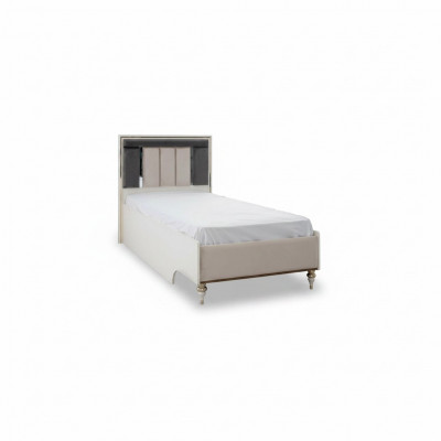 Luxe kinderbed bedframe bed kinderkamer bedframes beige stof.
