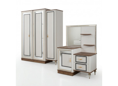 Kaptafel set met spiegel hout slaapkamer beige console set