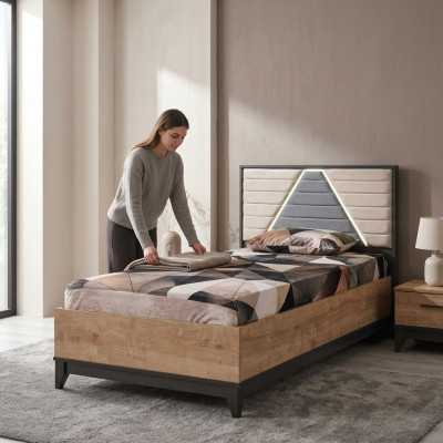 Bed 120 cm kinderbed bedframe kinderkamer bruin hout bedden nieuw