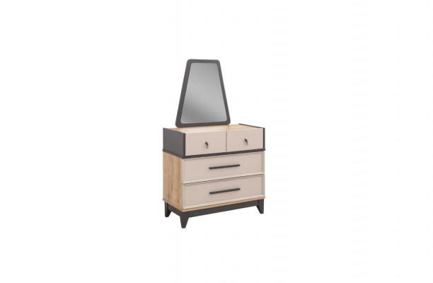 Groep commode set met spiegel hout kinderkamer beige console