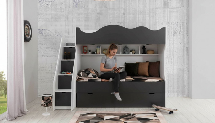 Stapelbed Bed Kinderbed Kindermeubels Grijs Set Moderne Kinderen