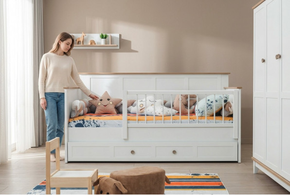 Kinderbedje Kinderbox Bedje Kribbe Wit Hout Bed Modern