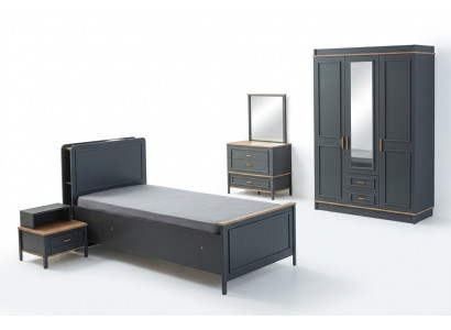 Kindermeubelset kinderkamerbed kinderbed grijs houten set 5-delig