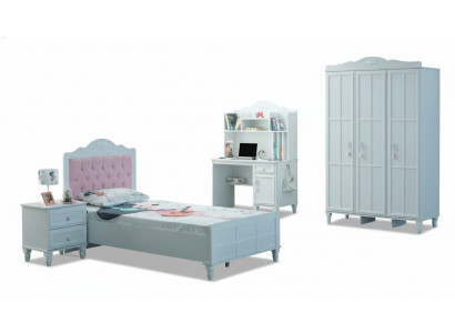 Wit groep kinderbed kindermeubels kinderkamer bed hout set 4-delig