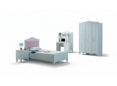 Compleet kindermeubilair kinderbed bed hout set 4-delig kinderkamer wit