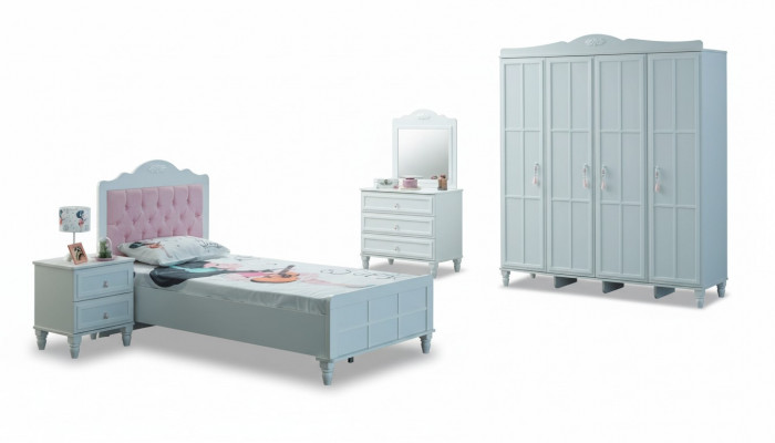 Kinderkamer Compleet kindermeubilair Kinderbed Bed houten set 5-delig Wit
