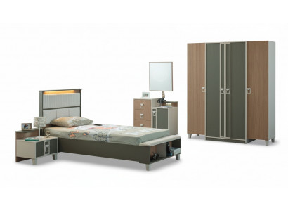 Compleet kindermeubilair kinderbed houten set 5-delig kinderkamer grijs