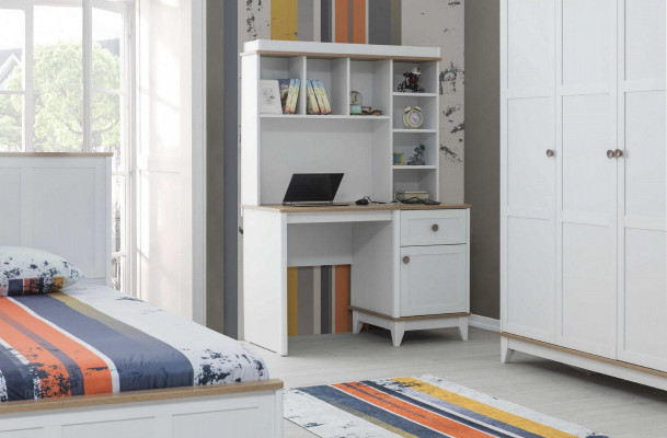 Compleet jeugdbed kindermeubels kinderbed wit hout set 4-delig modern