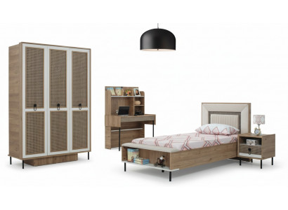 Moderne Complete kindermeubelen kinderbed Bruin hout set 4-delig Bed Nieuw