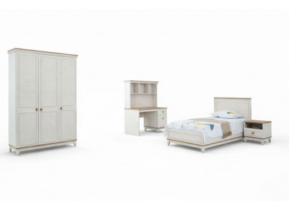 Slaapkamer sets Jeugdbed Kinderbed Wit Hout Set 4-delig Bed Modern