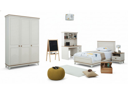 Kinderbed Slaapkamer Sets Juniorbed Wit Hout Garnituur 4-delig Bed