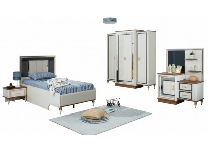 Slaapkamer sets Jeugdbed Kinderbed Wit Hout Set 5-delig Bed Modern