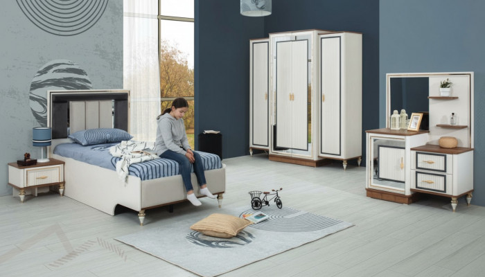 Garnituur kinderkamer bed kinderbed kindermeubels wit hout set 5-delig