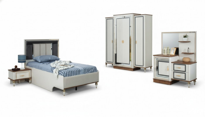 Garnituur kinderkamer bed kinderbed kindermeubels wit hout set 5-delig