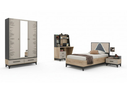 Kindermeubels, kinderbed, kinderkamer bed, kinderbed bruin hout set 4-delig