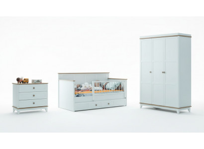 Kinderbox Kinderbedset Bedje Wit Hout Set 3-delig