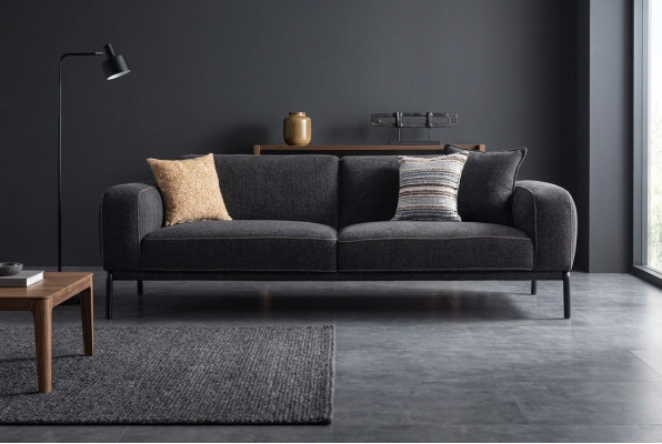 Elegante gestoffeerde bank 3-zits bank Driepersoons Grijs Stof Modern Gestoffeerde bank