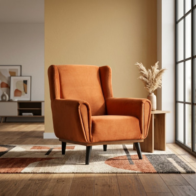 Fauteuil voor één persoon 1-zits stoffen fauteuil Oranje design clubfauteuil Modern