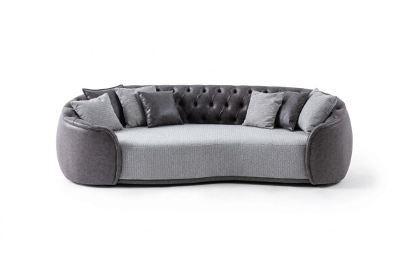 Tijdloze elegantie Chesterfield driezitsbank 3-zits grijze stoffen bankstoffen bekledingssbank