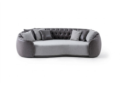 Tijdloze elegantie Chesterfield driezitsbank 3-zits grijze stoffen bankstoffen bekledingssbank