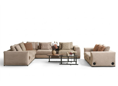Hoekbank L-vorm Grote woonlandschap bank Beige Modern gestoffeerde bank